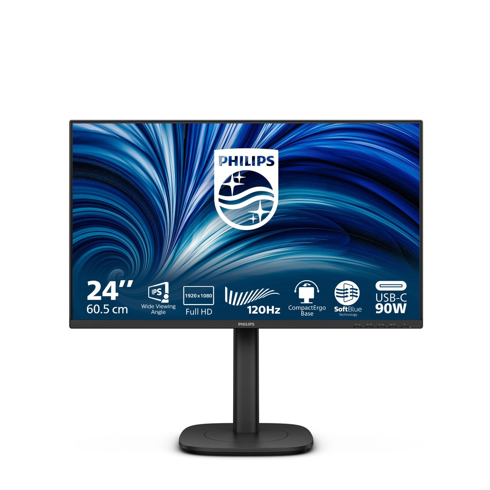 Philips 24B2U3301 - 3000 Series - LED - 61 cm (24) (23.8" sichtbar) - 1920 x TFT-Monitor (1920 x 1080 px, Full HD, 4 ms Reaktionszeit, 120 Hz, IPS, Lautsprecher, HDCP, Pivot, Höhenverstellbar)