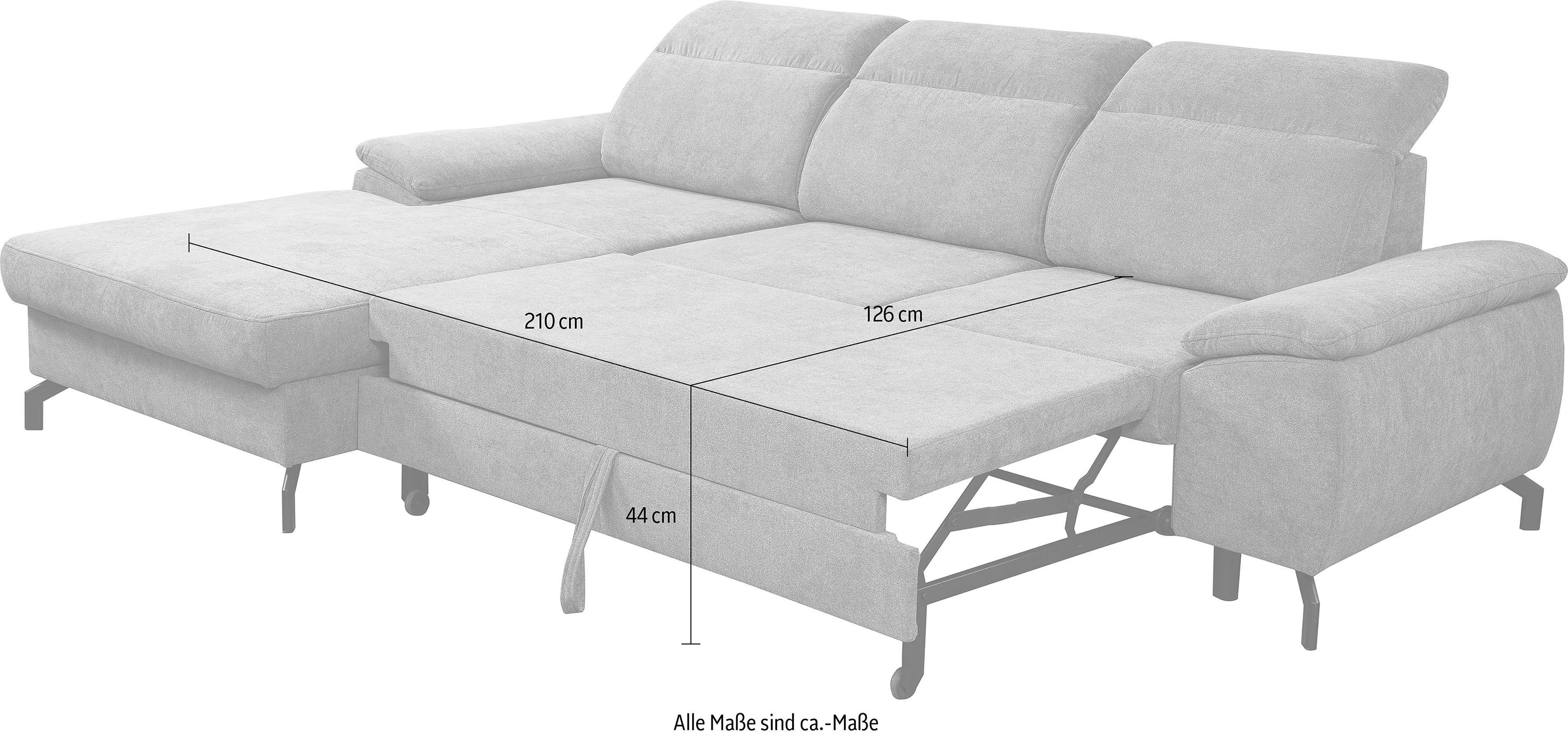 Beige Bettkasten, verstellbar Ecksofa Panama, Kopfteile Schlaffunktion, | Beige WERK2 | Modernes Beige mit Sofa