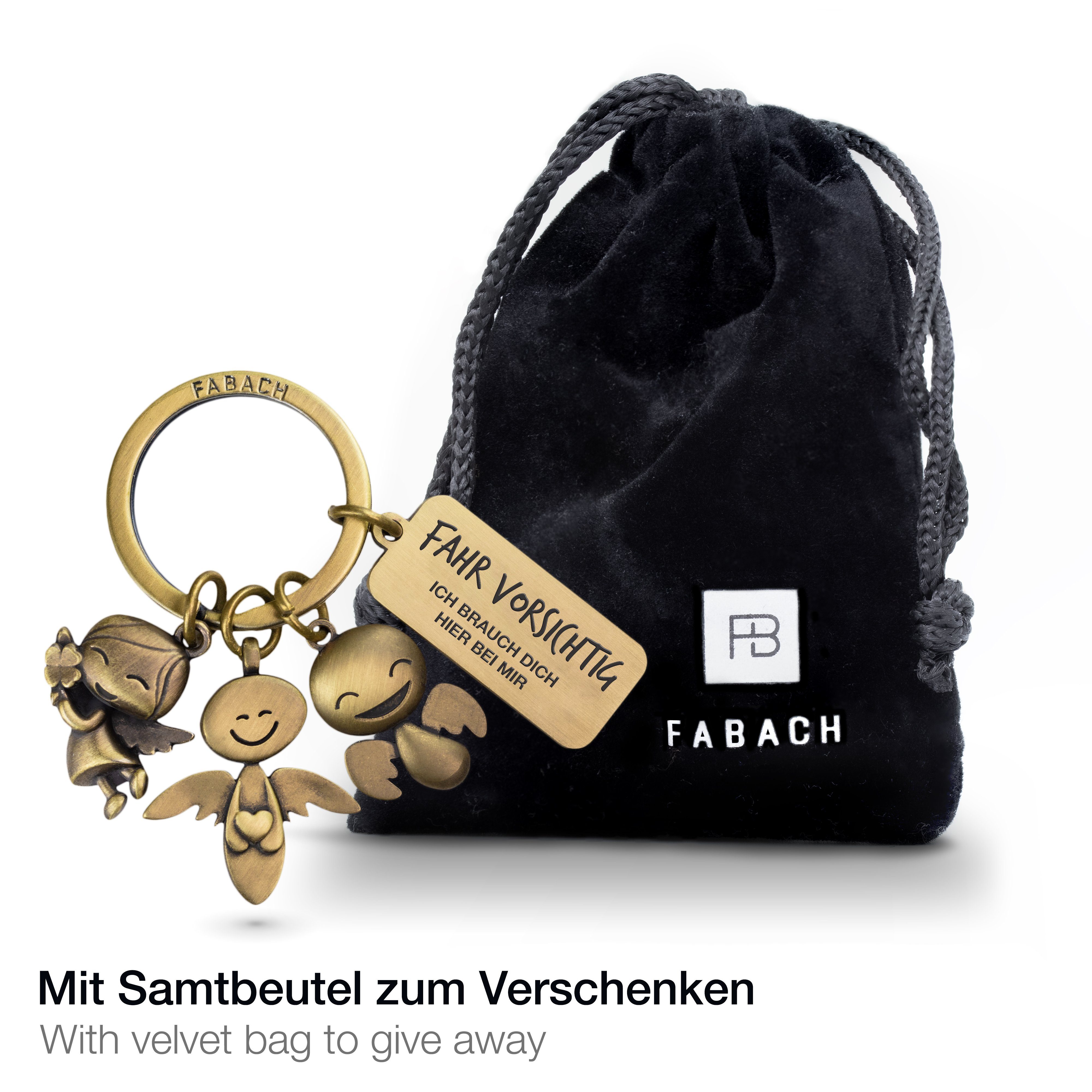 vorsichtig Engel "Fahr FABACH - 3 Bronze brauche Antique Ich Schlüsselanhänger Dich" Schlüsselanhänger Gravur
