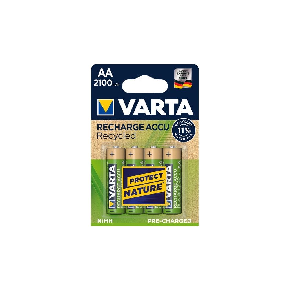 VARTA Varta Recharge Accu Recycled AA 2100mAh 4er Blister - Аккумуляторы Akku-Set Varta Recharge Accu Recycled AA 2100mAh 4er Blister, Umweltfreundlich mit recycelten Materialien