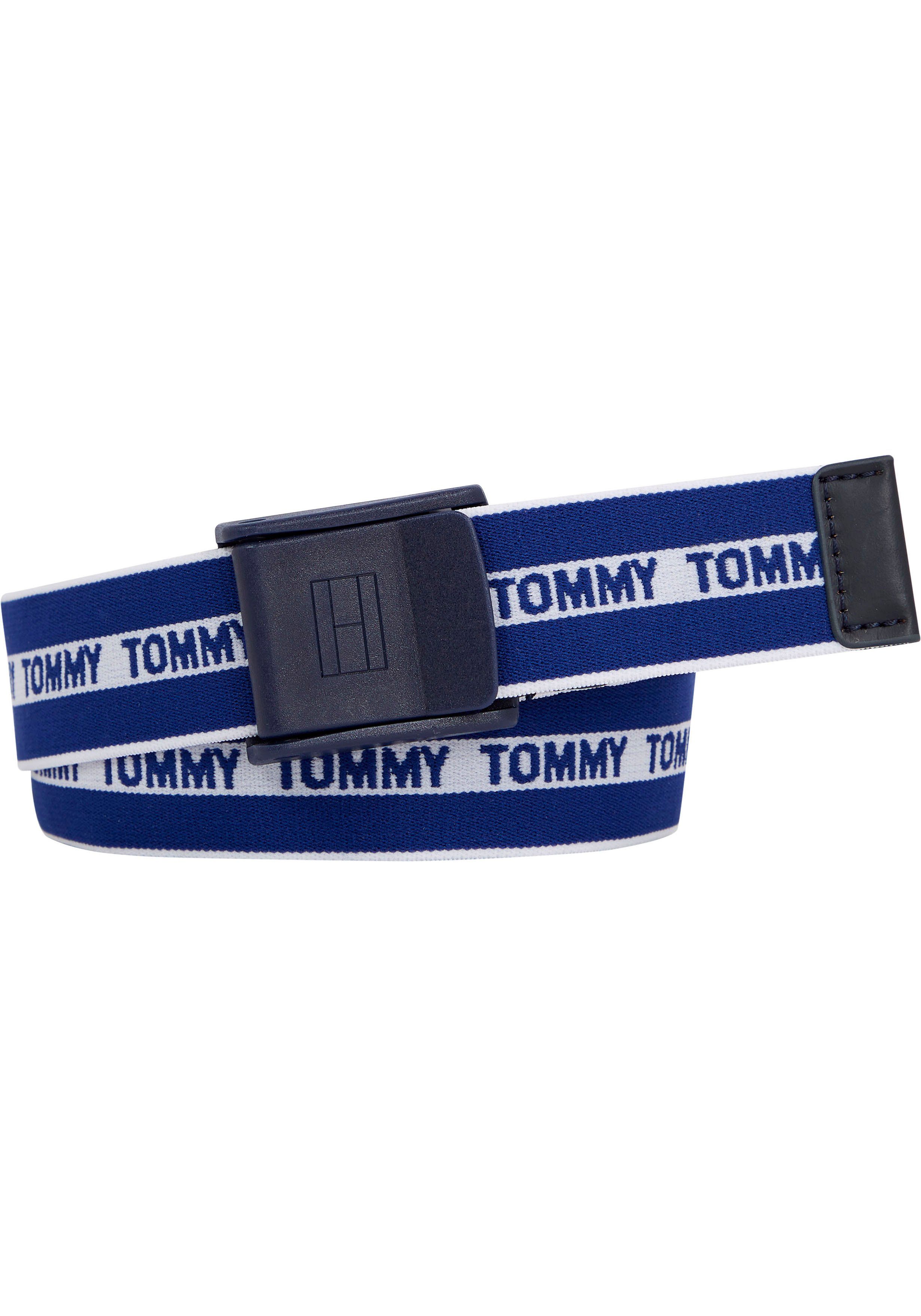 Tommy Hilfiger Stoffgürtel Tommy Webbing Belt blau wiederholendem Hilfiger-Muster Tommy mit