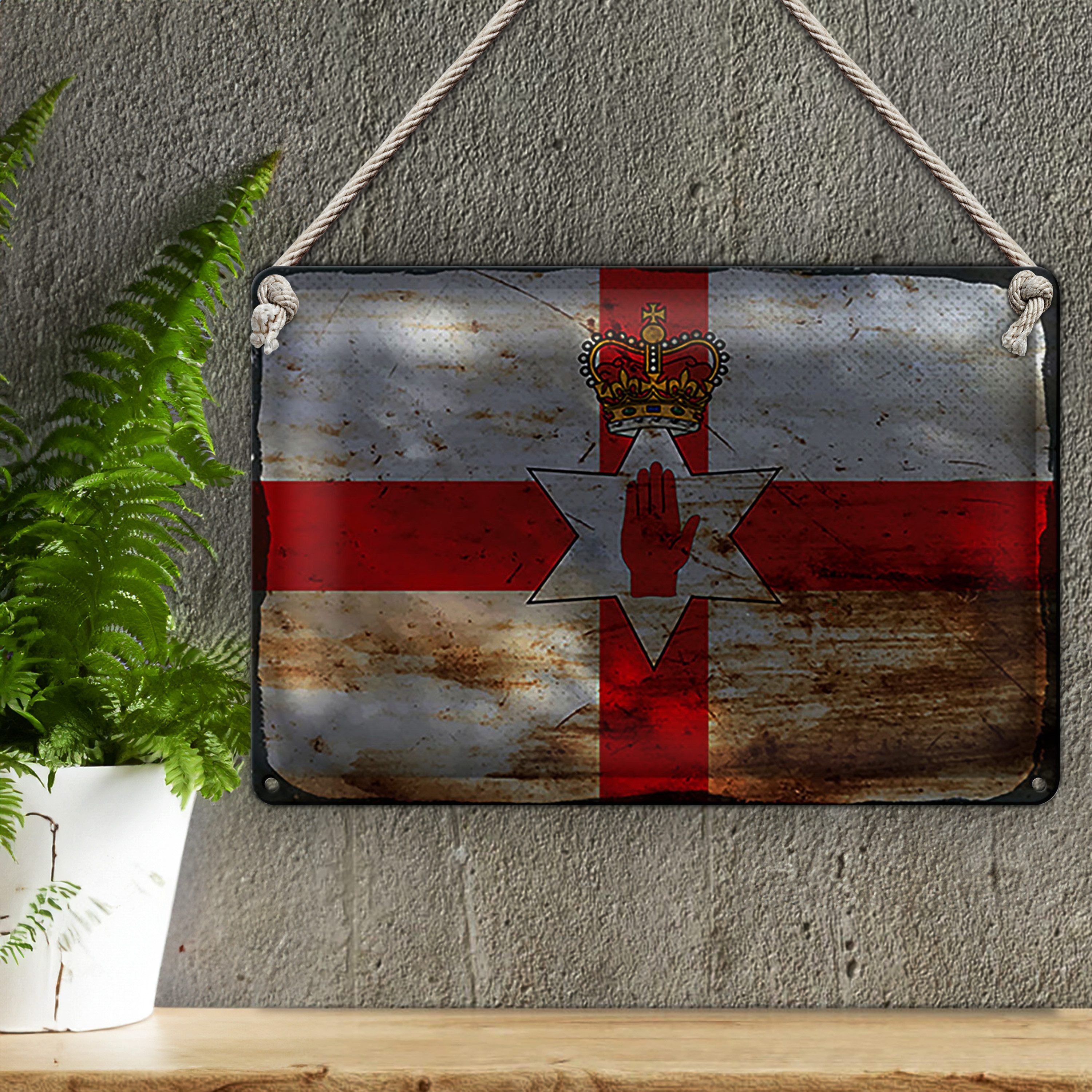 Roomando Metallschild Flagge Nordirland 18x12cm Flag Rost