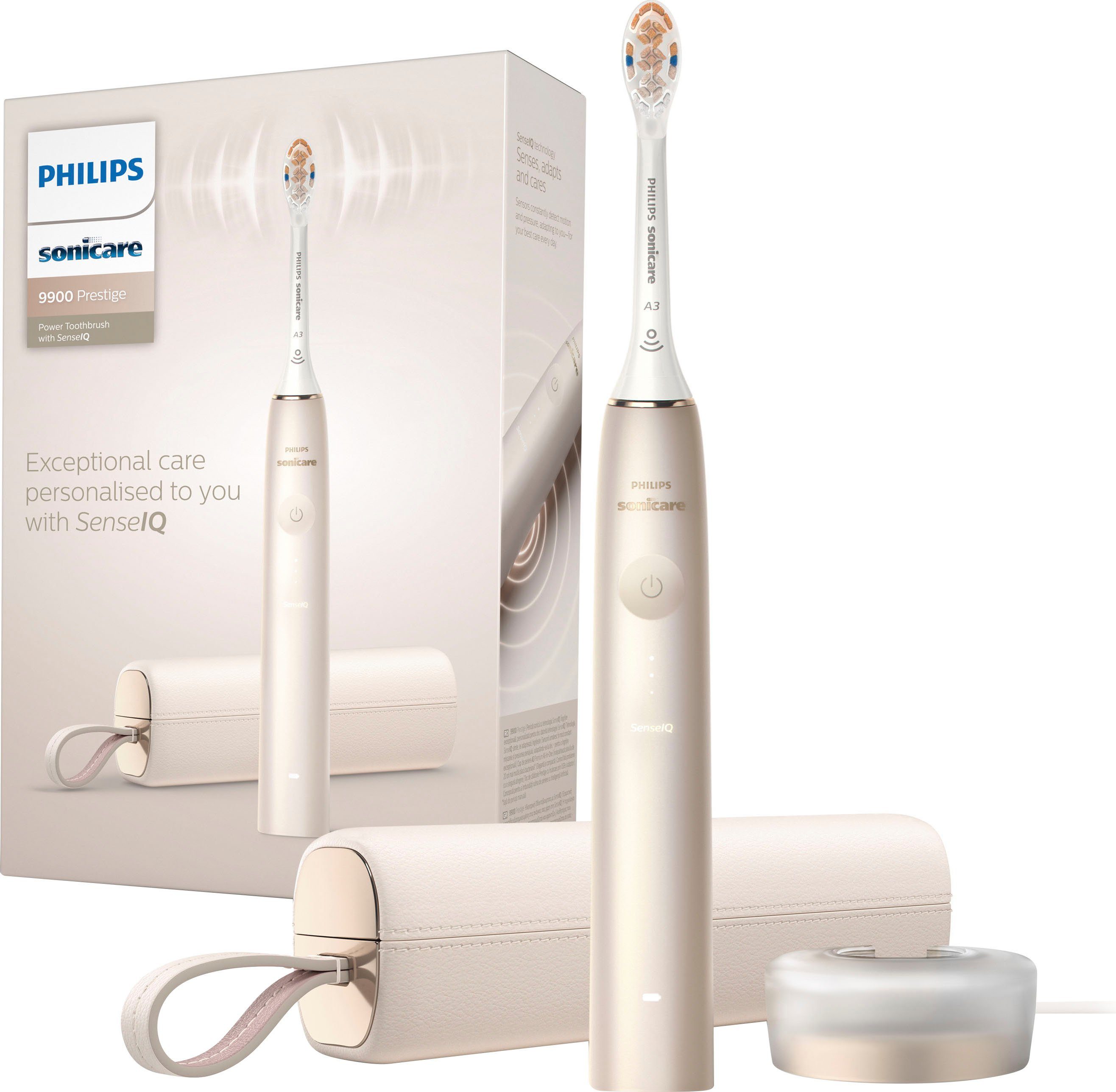 Philips Sonicare Elektrische Zahnbürste Diamond Clean Prestige HX9992, Aufsteckbürsten: 1 St., mit Schalltechnologie, SenseIQ-Technologie, KI gesteuerte Sonicare App