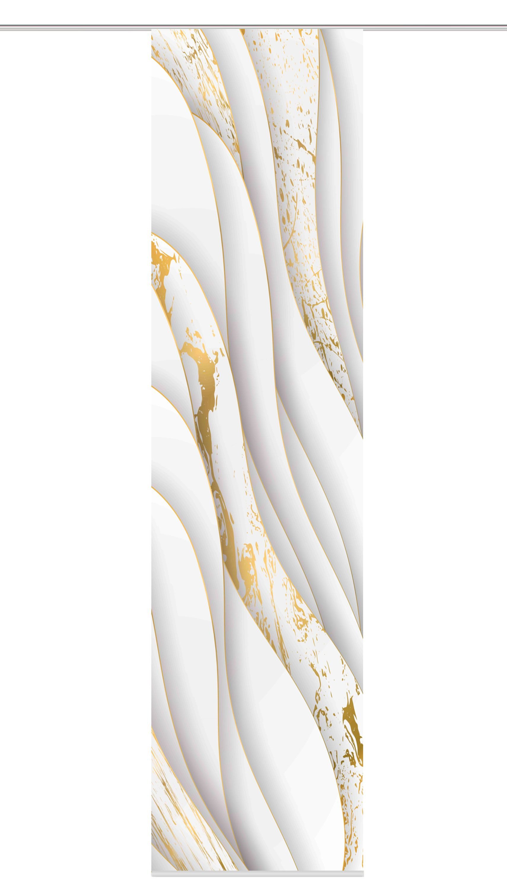 HOME WOHNIDEEN Schiebegardine 84129 Schiebegardine GULDO, blickdicht, 3D-Motiv, 245x60 cm, gold (1 St), Paneelwagen, halbtransparent, 100% Polyester