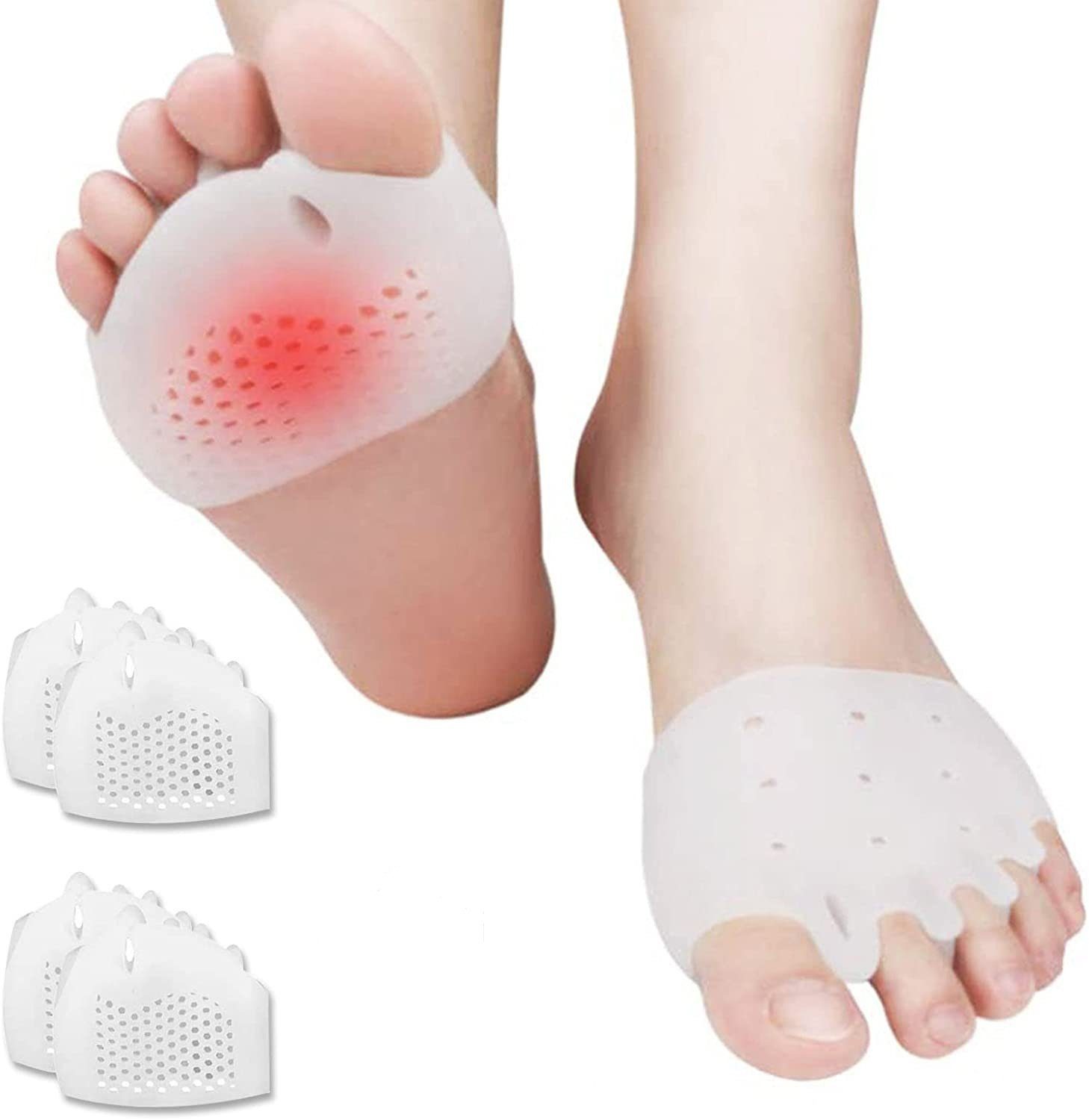 COOL-i ® Fußpolster Vorfußpolster aus Silikon – 4 Stück – Weich & Rutschfest, Ballenschutz für Damen & Herren