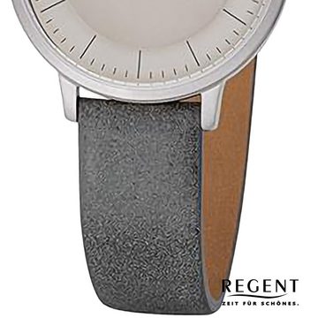 Regent Quarzuhr Regent Damen Armbanduhr Analog, (Analoguhr), Damen Armbanduhr rund, extra groß (ca. 32mm), Lederarmband
