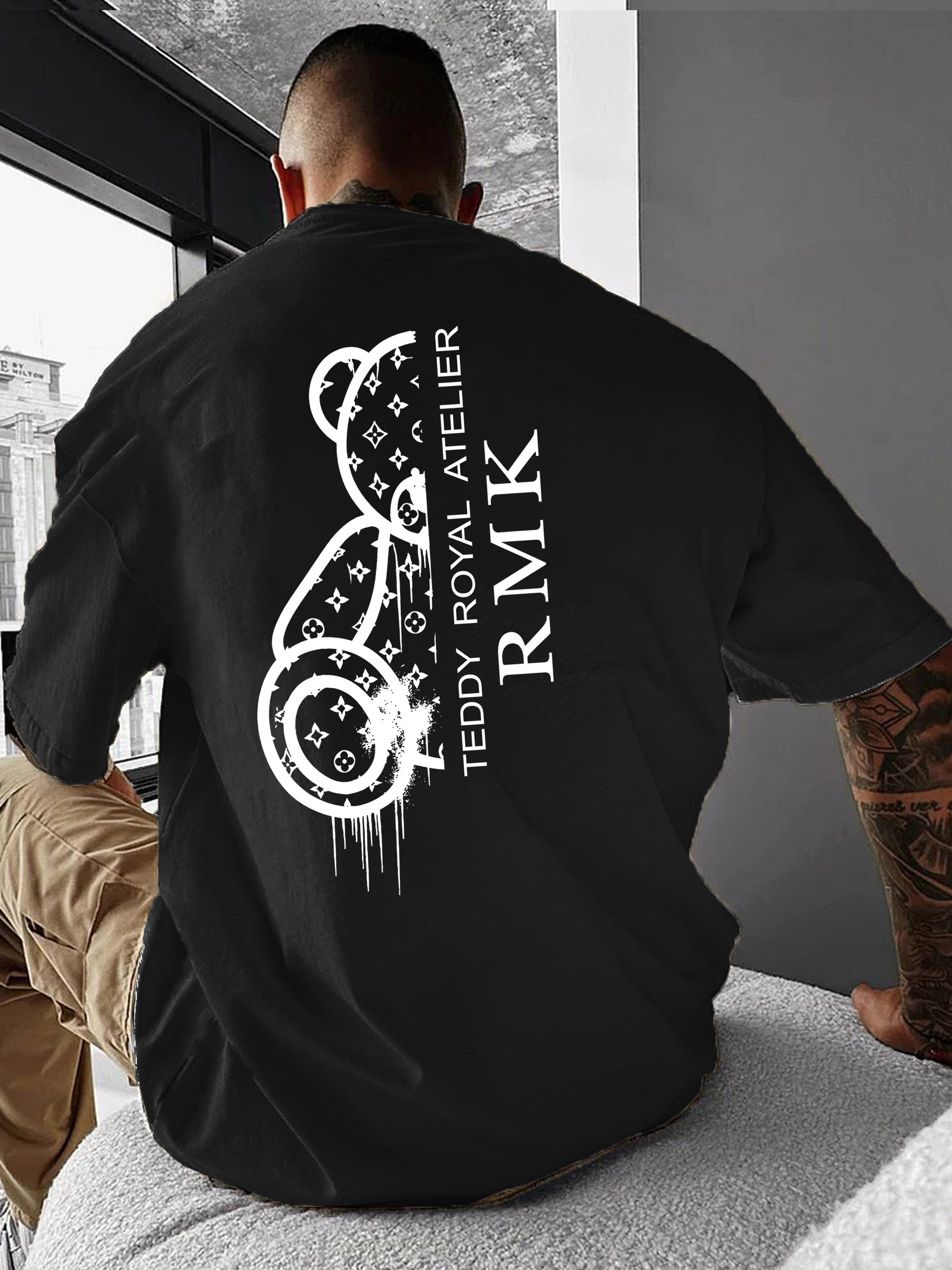 RMK T-Shirt Shirt Herren Shirt Basic Rundhals Teddybär Bär aus 100% Baumwolle