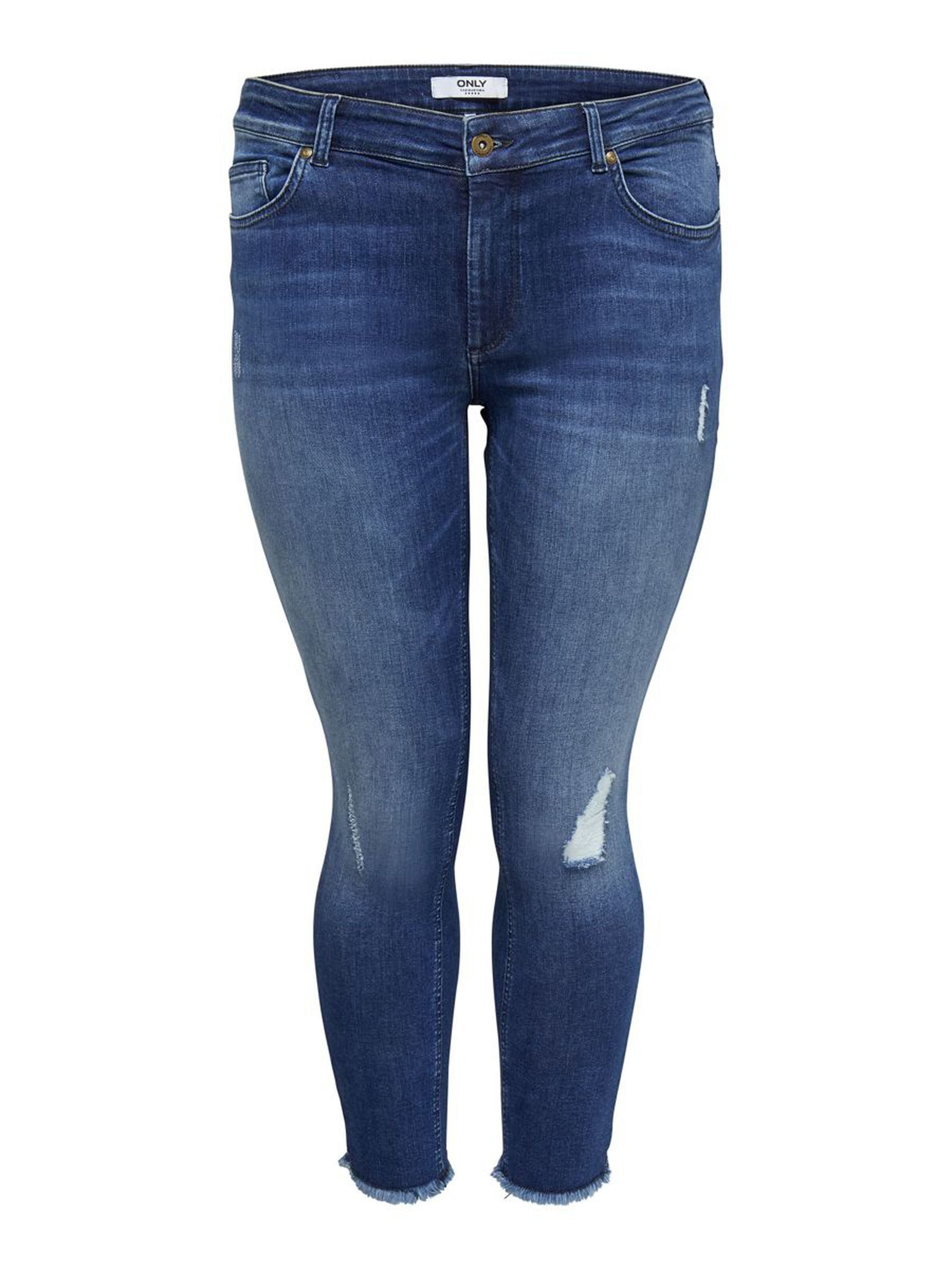 ONLY CARMAKOMA Skinny-fit-Jeans Skinny Stretch Jeans Destroyed Denim für Damen (1-tlg) Baumwolle unifarben elastisch Reißverschluss casual-Style