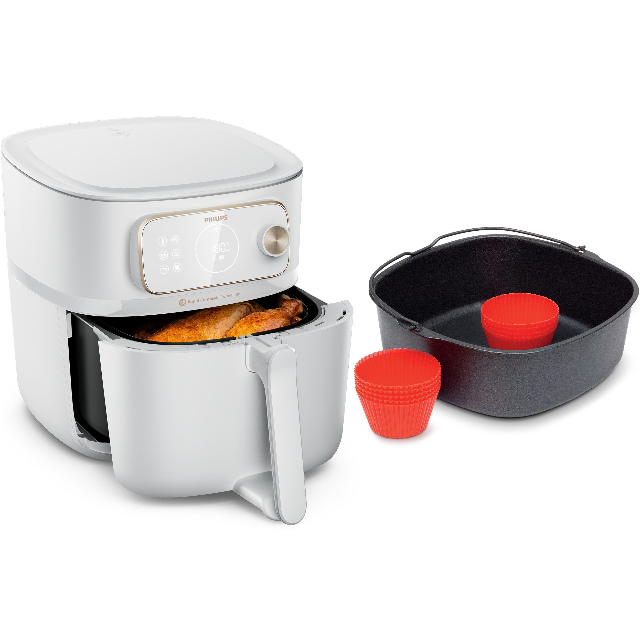 Philips Heißluftfritteuse Airfryer XXL Kombi HD9876/90, mit 8,3 l, Rapid CombiAir Technologie, 2200 W, 22 Kochfunktionen, QuickClean und WiFi Konnektivität