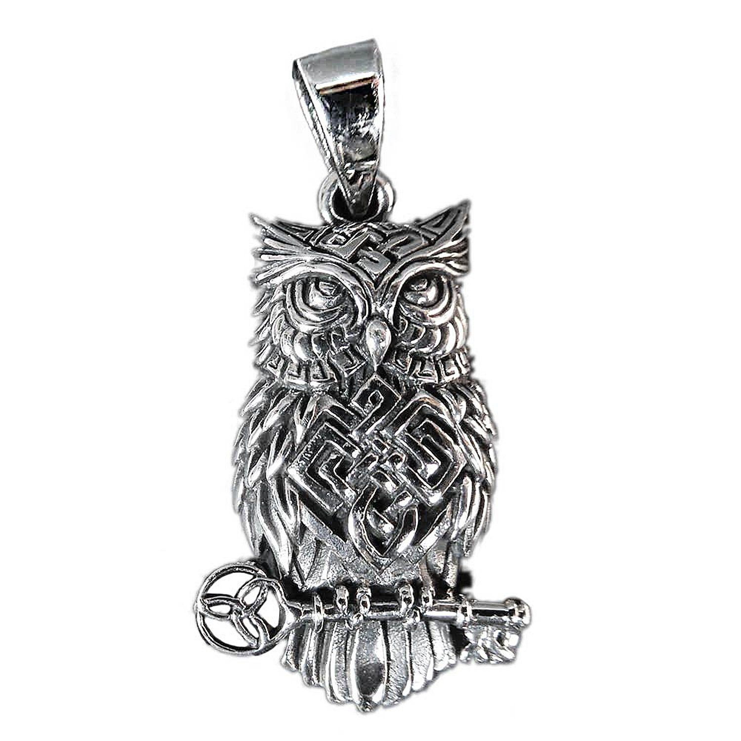 Kettenanhänger Kettenanhänger Eule 925 Silber Oxidiert 3cm Kelten