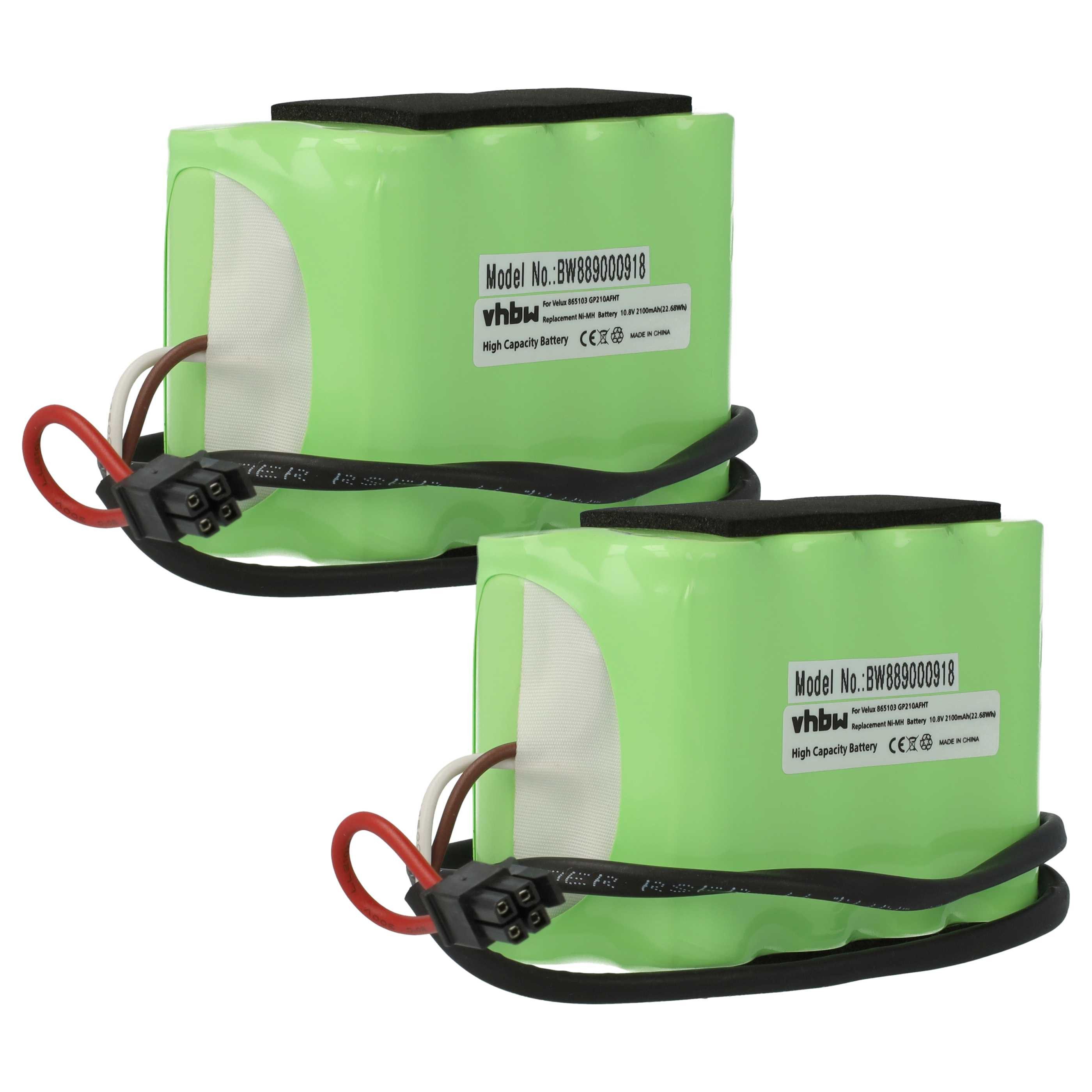 vhbw Akku Ersatz für Velux GP210AFHT, GP2100AFHT, HHR-210AH, 832817, 865103 Akku Akku NiMH 2100 mAh (10,8 V, 2 St), Leistungsfähige Austausch-Akkus für Rollos, Wiederaufladbar, Jede
