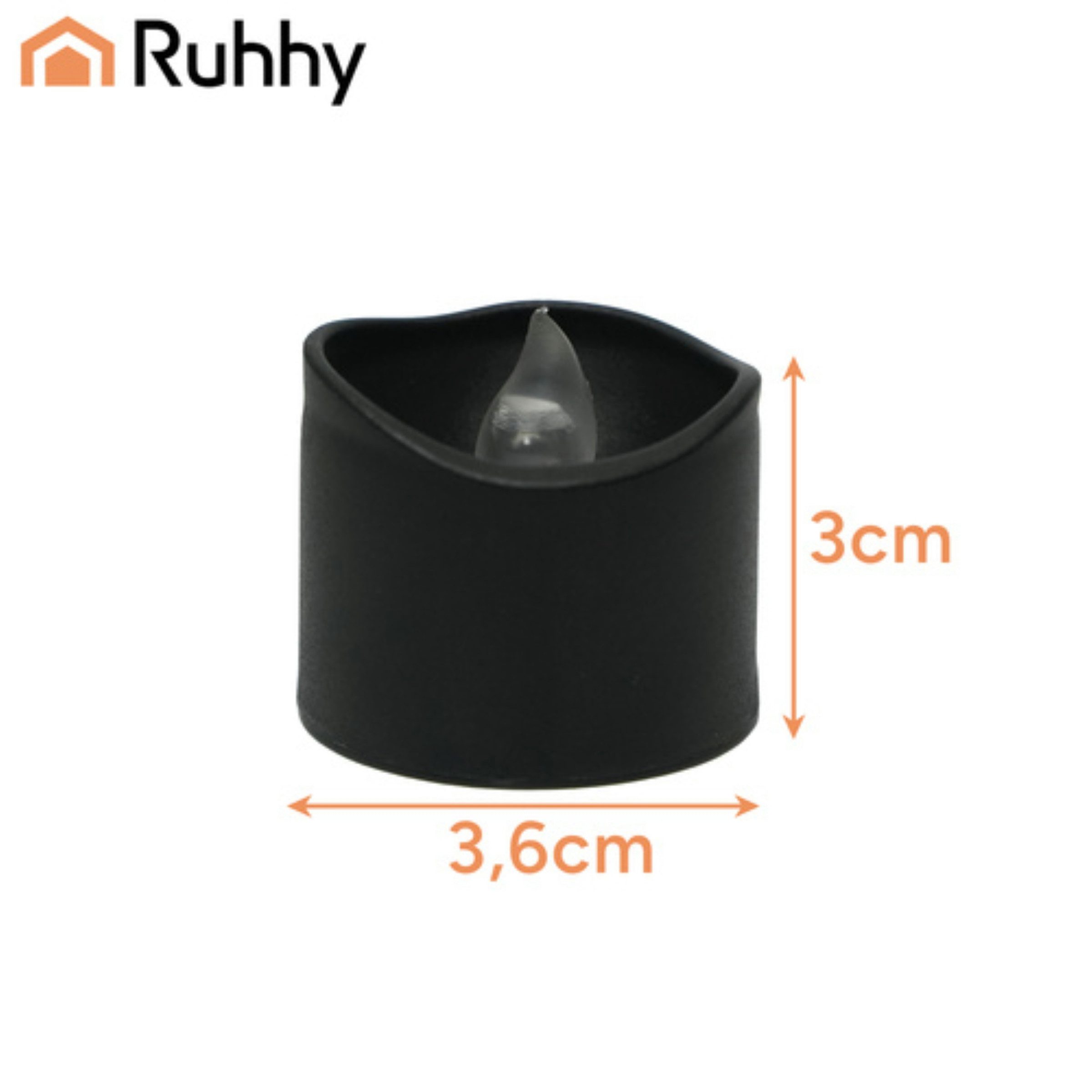Ruhhy LED-Kerze LED Teelichter Set 12 Stück schwarz mit Flammeneffekt Batterie (LED Teelichter Set 12 Stück schwarz Flammeneffekt batteriebetrieben, 12-tlg., Schwarze LED Teelichter 12 Stück mit Flammeneffekt Batterie), Flammenloses LED Teelicht Flammeneffekt
