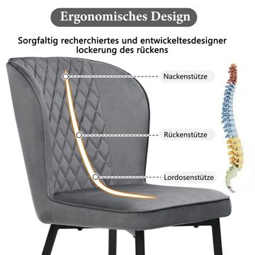 WISHDOR Essgruppe Küchentisch Set, (5-tlg., 1 Esstisch mit 4 Stühlen), mit Metallbeinen, Samt Esszimmerstühle, 117×68×75cm Esstisch