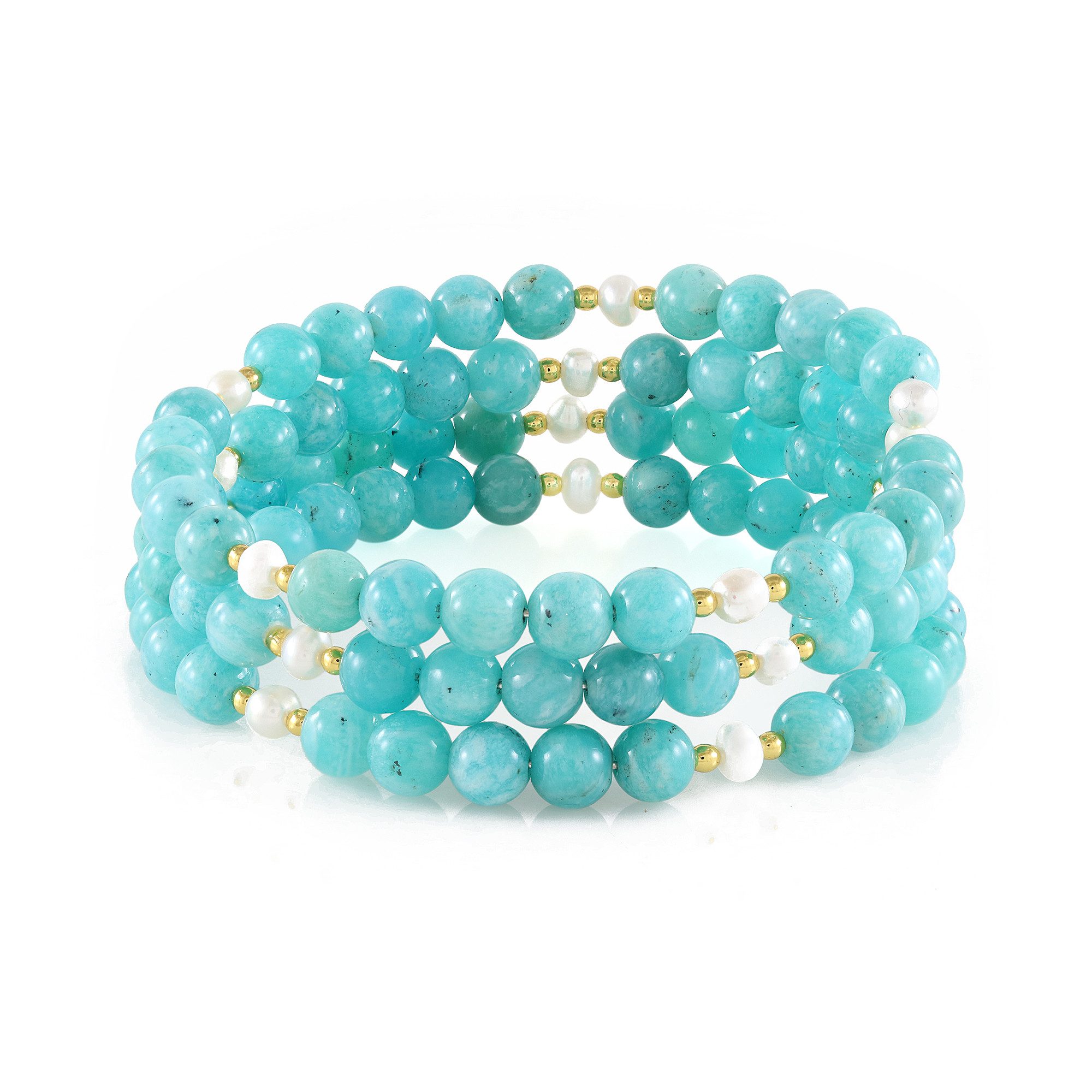Cavill Perlenarmband Amazonit Stahlarmreif, Indien 125,386ct (1-tlg)