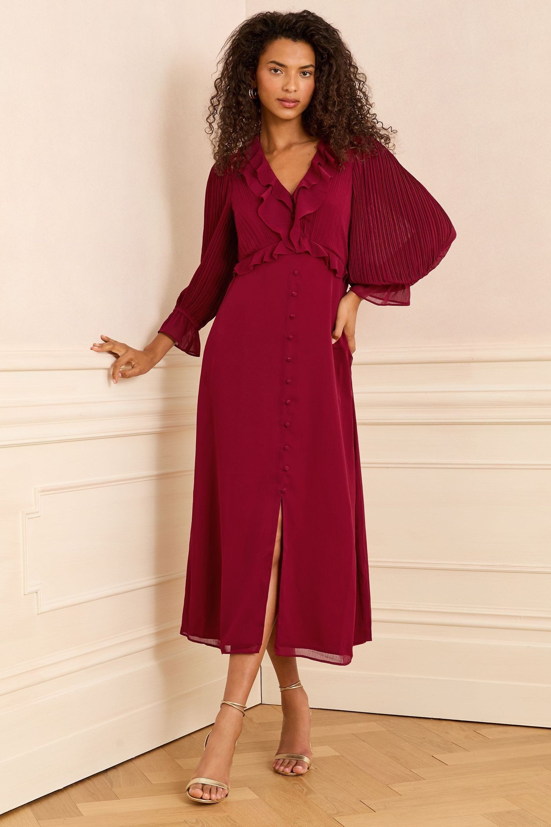 Love & Roses Midikleid Love & Roses Midikleid mit Falten, Regular (1-tlg)