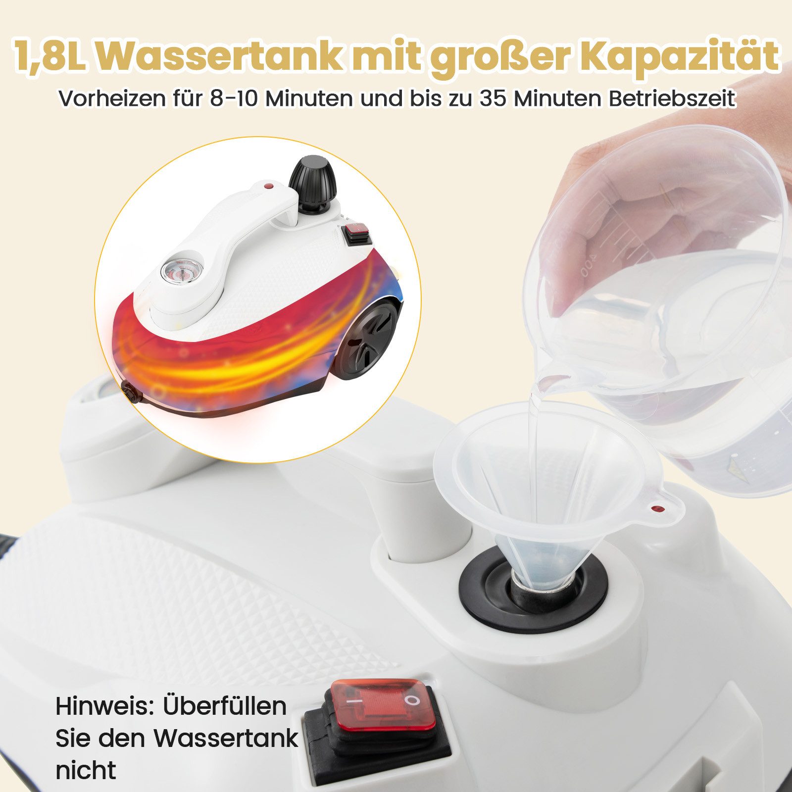 COSTWAY Dampfreiniger, 2000 W, 5 Bar, mit 1,8L Tank, bis 160 °C