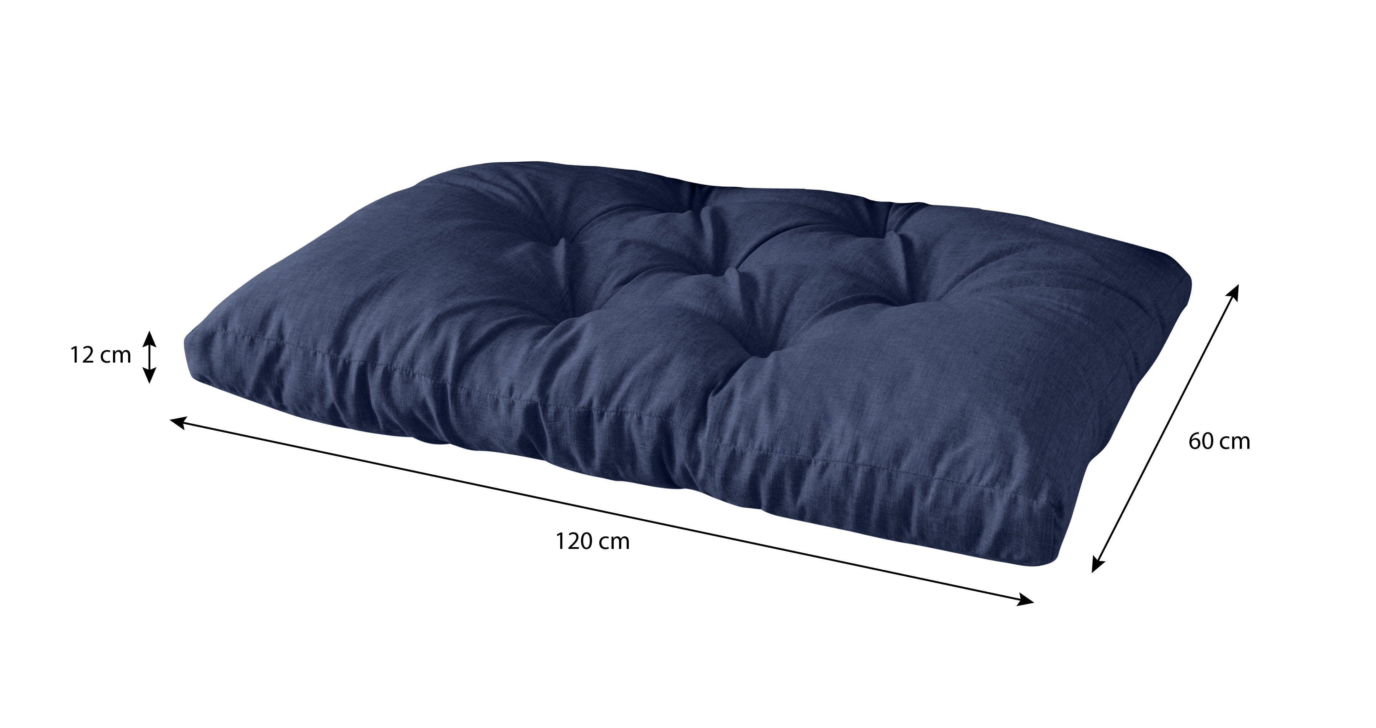 sunnypillow Sitzkissen Palettenkissen gesteppt Sitzkissen 120 x 60 x 12 cm, Blau