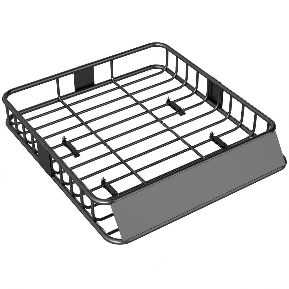 kowdom Dachkorb Dachgepäckträger Universal 110x99cm Stahl 90kg Windschutz Schwarz, (Einzelgerät, Einzelartikel), universal, Stahl, Pulverbeschichtet, 90,7 kg belastbar, Windschutz