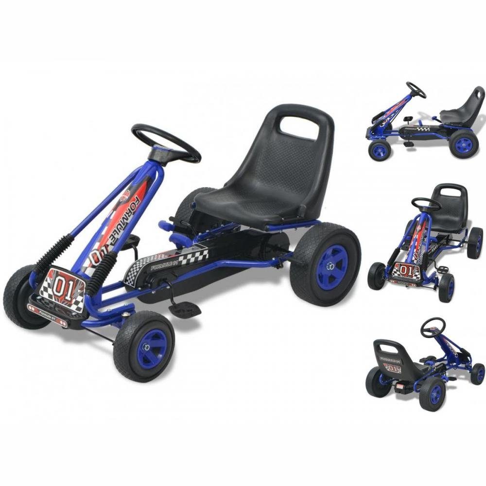 vidaXL Tretfahrzeug Tretfahrzeug Kinderfahrzeug Trampelauto Pedal Go-Kart verstellbarem Si Blau