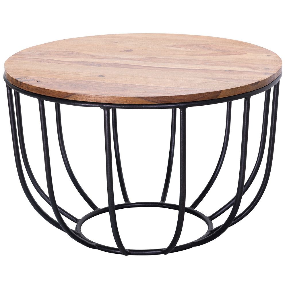 Lomadox Couchtisch, aus Massivholz / Metall Industrial Design braun 60/39/60cm