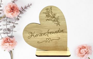 KS Laserdesign Dekofigur Deko Herz mit Gravur - Herzensfreundin - (Set, 2tlg), Lasergravur