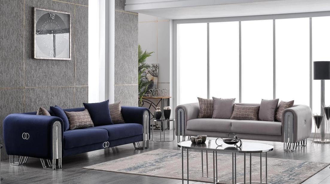 JVmoebel Wohnzimmer-Set Samt Couch Luxus Sofagarnitur 3+3 Sitzer Couchen Sofa 2tlg., (2-St., 2x 3-Sitzer ohne Couchtisch), Made in Europa