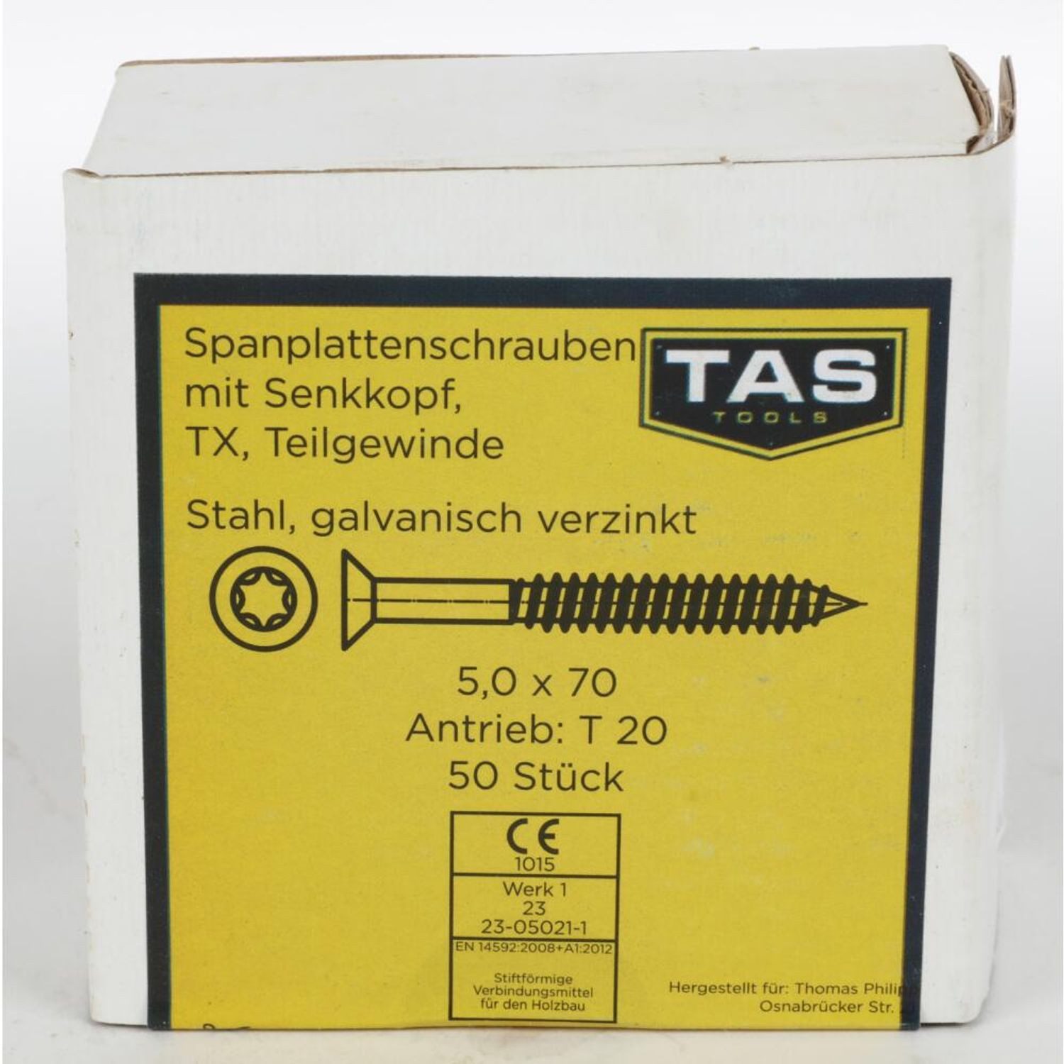 Thumbnail - BURI Spanplattenschraube 12x TAS Spanplattenschrauben 50 Stück 5x70mm TX Teilgewinde Senkkopf, (600 St)