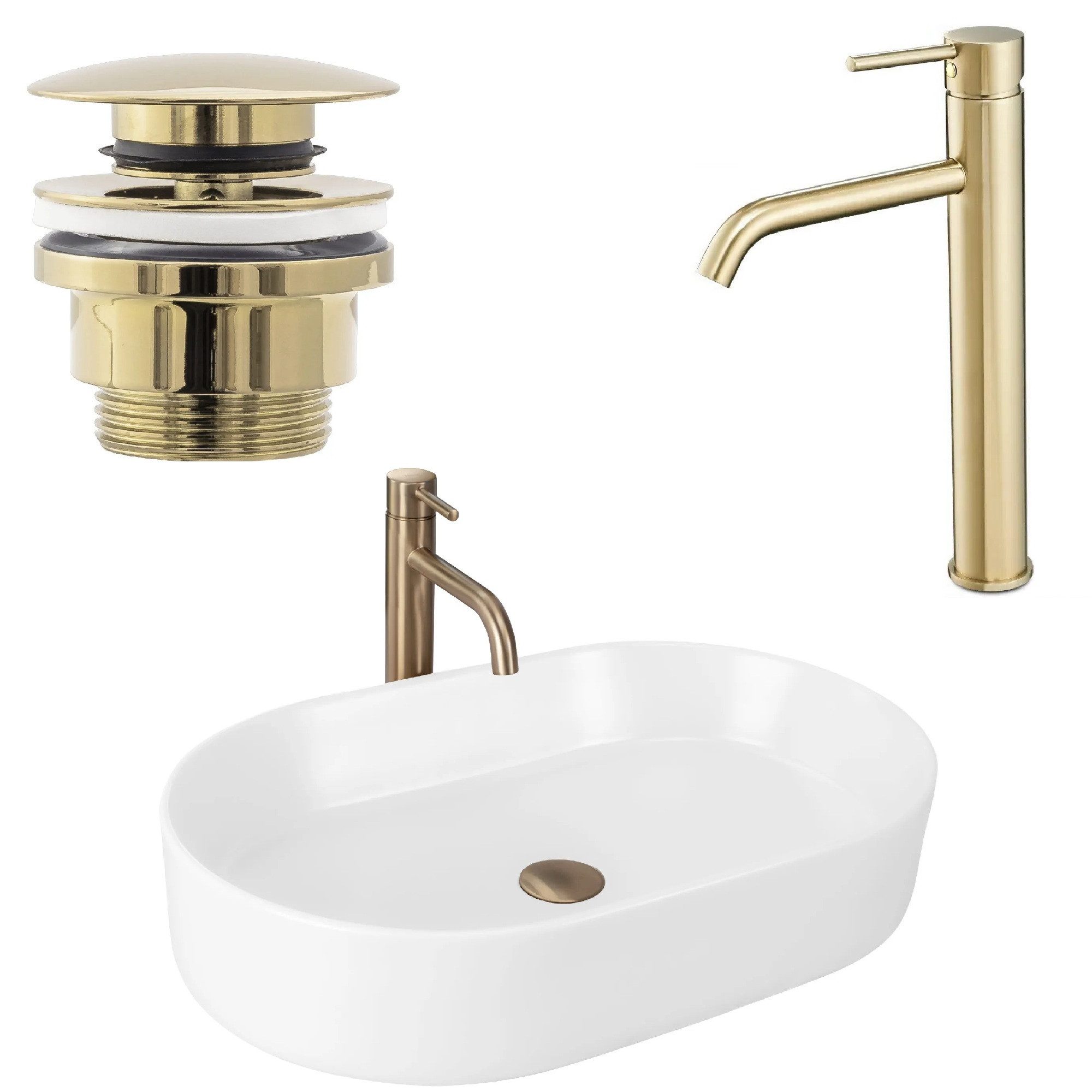 wohnwerk.idee Aufsatzwaschbecken Waschbecken Matt Weiß Beige günstig online kaufen