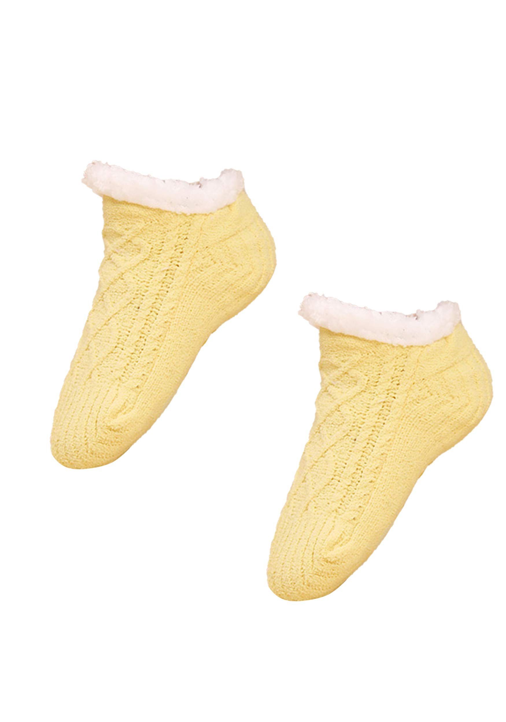 MAGICSHE Thermosocken Haussocken mit Antirutschsohle (1-Paar) warm halten komfortabel Gelb