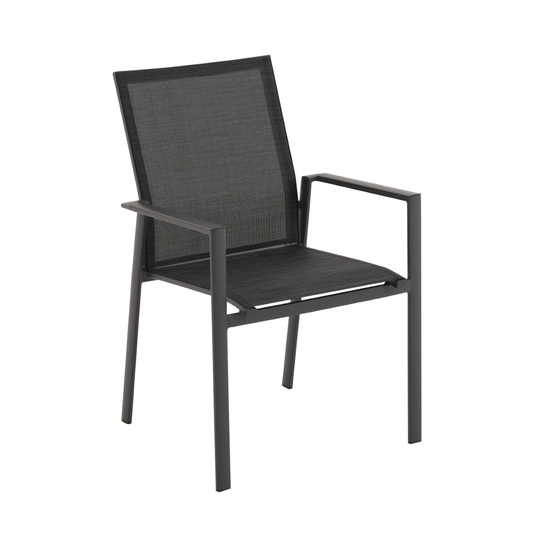 Liadomo Gartenstuhl Limbadi Stapelstuhl, Gartensessel, Stuhl für Terrasse & Balkon (Mittellehner), Alu-Armlehnen, Aluminium anthrazit, Outdoor-Textilgewebe
