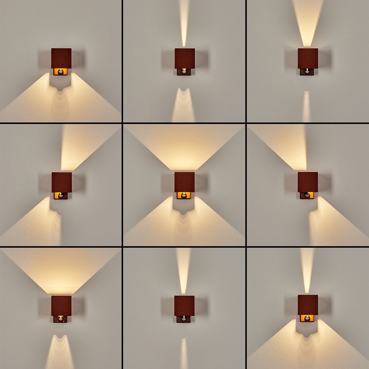 hofstein Außen-Wandleuchte Außenwandlampe mit Bewegungsmelder aus Metall in Rost/Schwarz/Klar, moderne Leuchte mit Up&Down-Lichteffekt für Garten/Terrasse/Hof, IP54