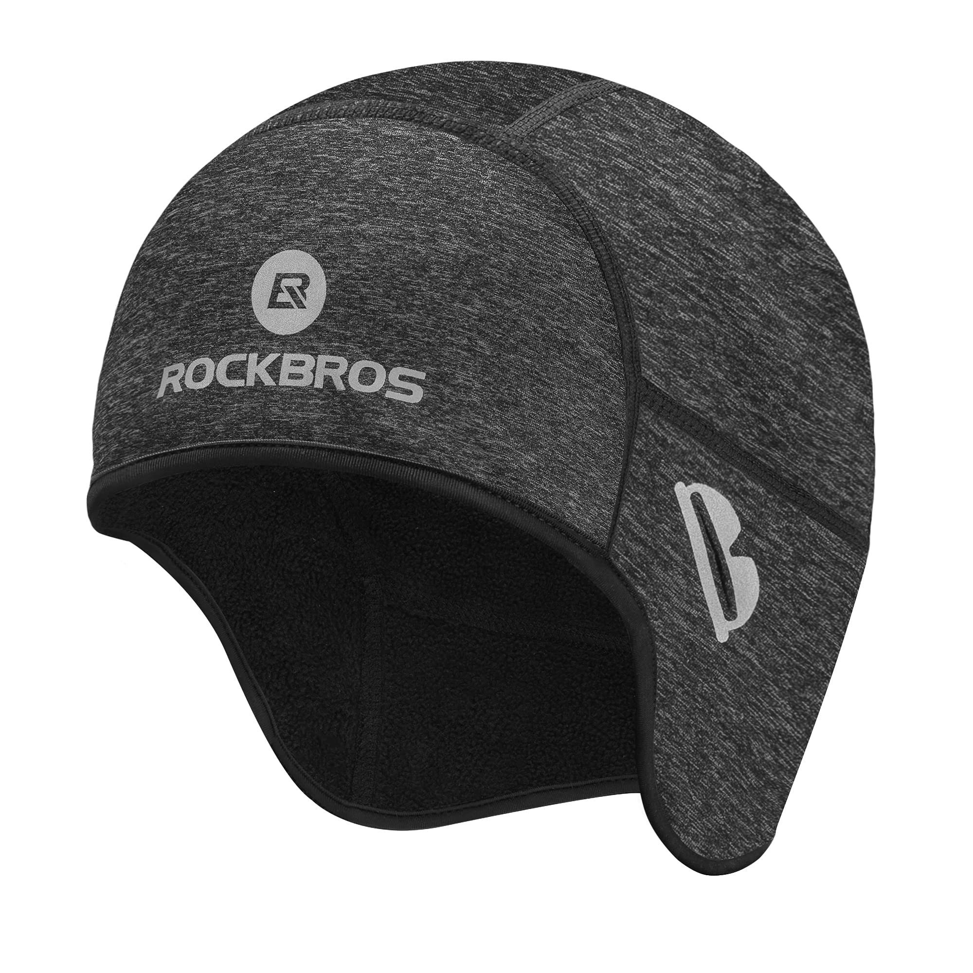 ROCKBROS Schirmmütze Helmmütze Mütze Unterziehmütze (Fahrrad Mütze, Wintermütze mit Brille-Loch, Helm Unterziehmütze Winddicht für Radfahren, Skifahren, Laufen, Outdoor-Aktivitäten, für Damen und Herren) grau