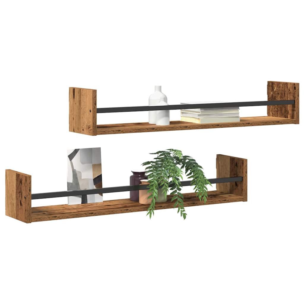 vidaXL Regal Wandregal Wandmontiert 2 pcs Altholz 80 x 16 x 14 cm, 2-tlg. günstig online kaufen