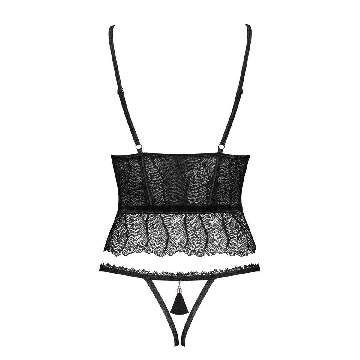 OB Corsage (L/XL) black & - thong Obsessive corset Romanesa