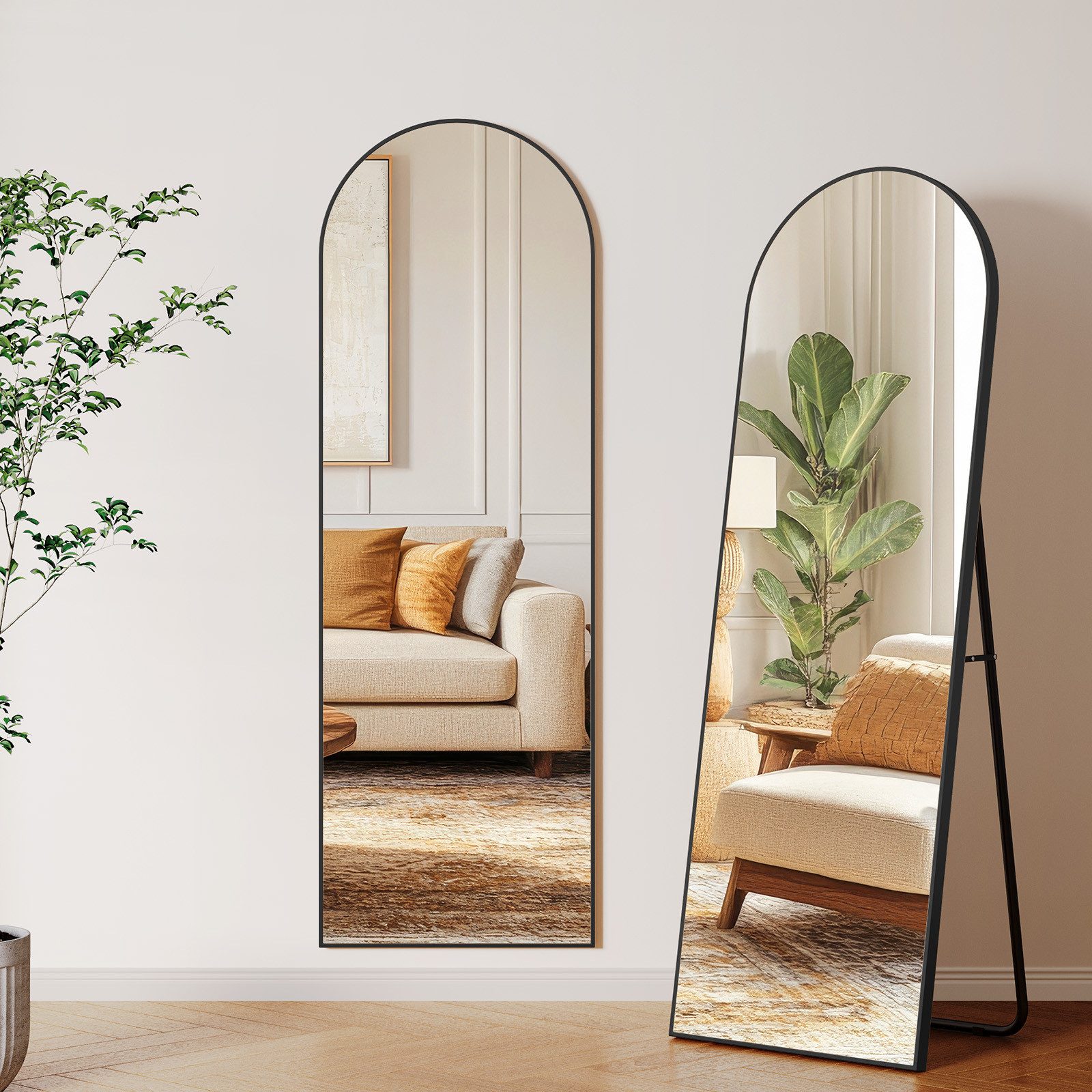 TLGREEN Ganzkörperspiegel 150 x 50 cm, gewölbter Standspiegel mitAluminiumr günstig online kaufen