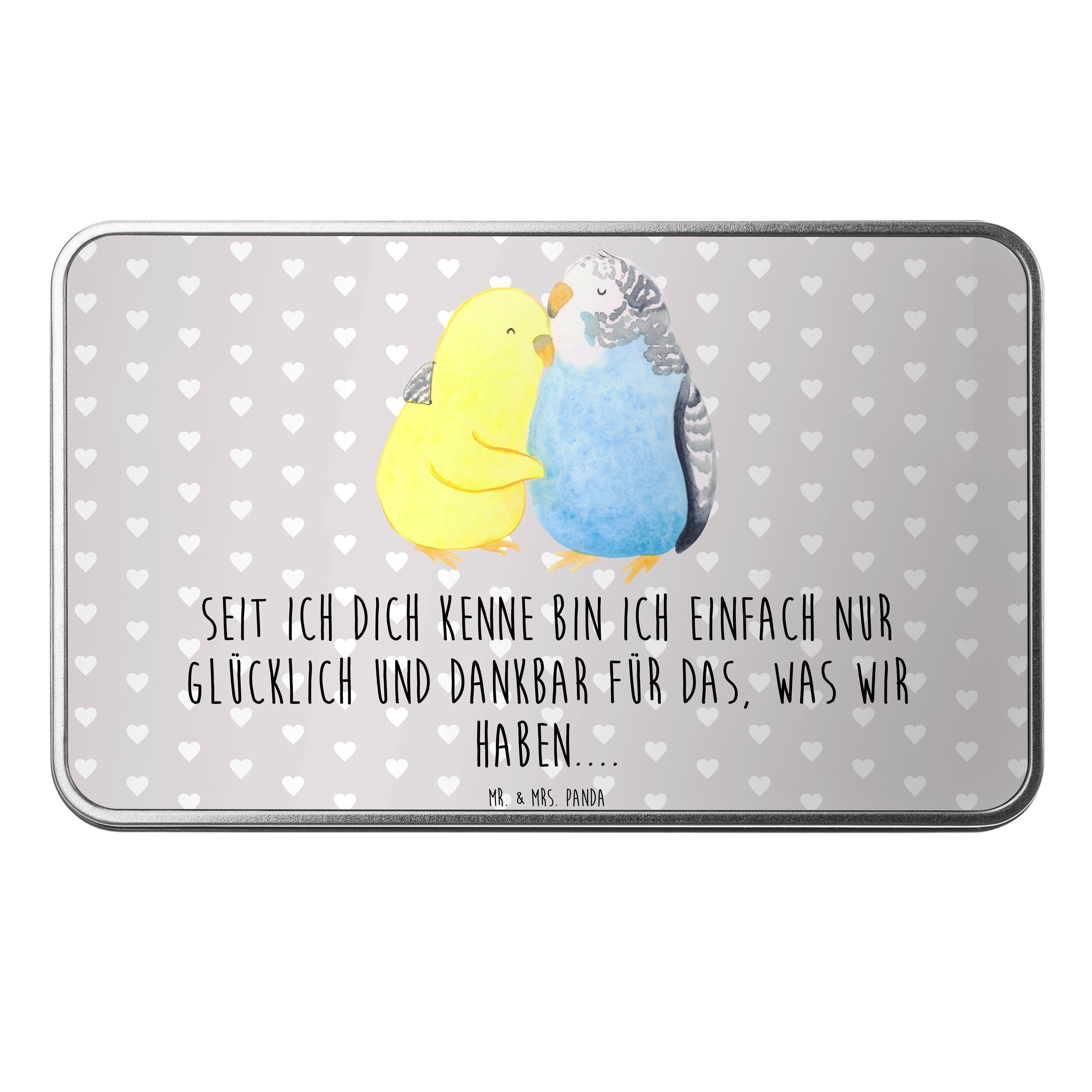 Mr. & Mrs. Panda Dose Wellensittich Liebe - Grau Pastell - Geschenk, Umarmung, Blechbox, Fr (1 St)