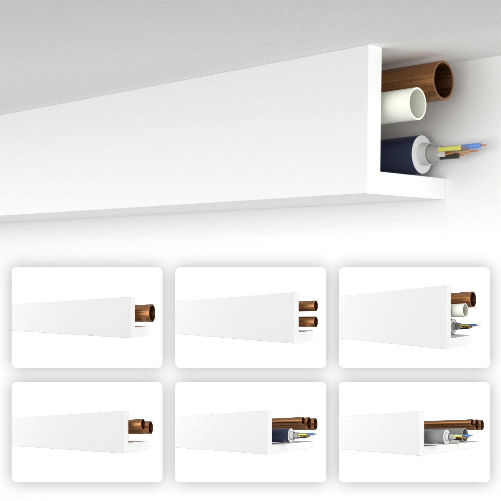 HEXIMO Winkelprofil (Rohrabdeckung weiß 1,7 meter Profile - XPS Abdeckleisten für Heizungsrohre, L-Profil Rohrabdeckleiste Eckleiste Modell: HRA-3 - 89x89 mm (1,7 meter / Leiste)