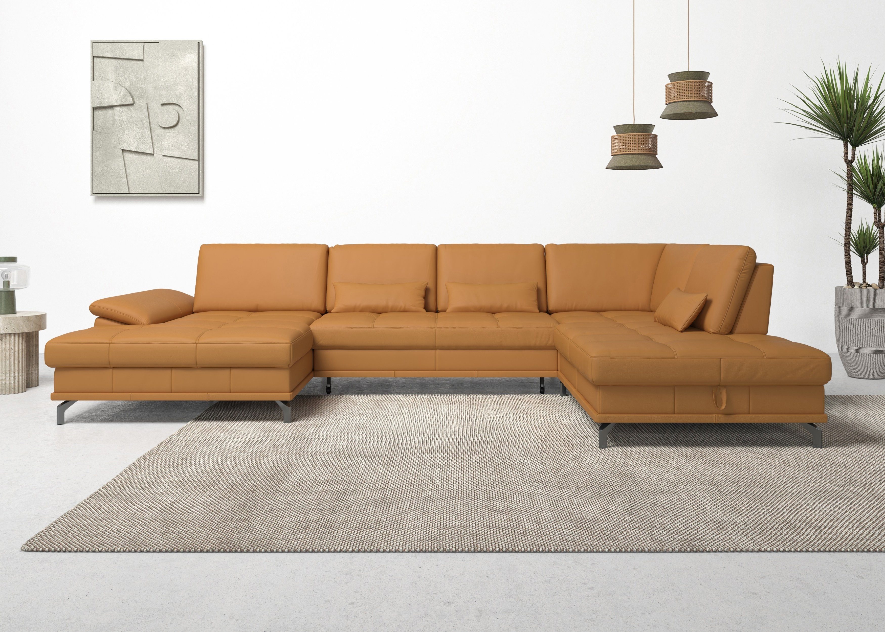 OTTO home Wohnlandschaft Costello U-Form, B: 363 cm mit Sitztiefen-, Armteilverstellung &, 3 Nierenkissen, optional Bettfunktion & Bettkasten