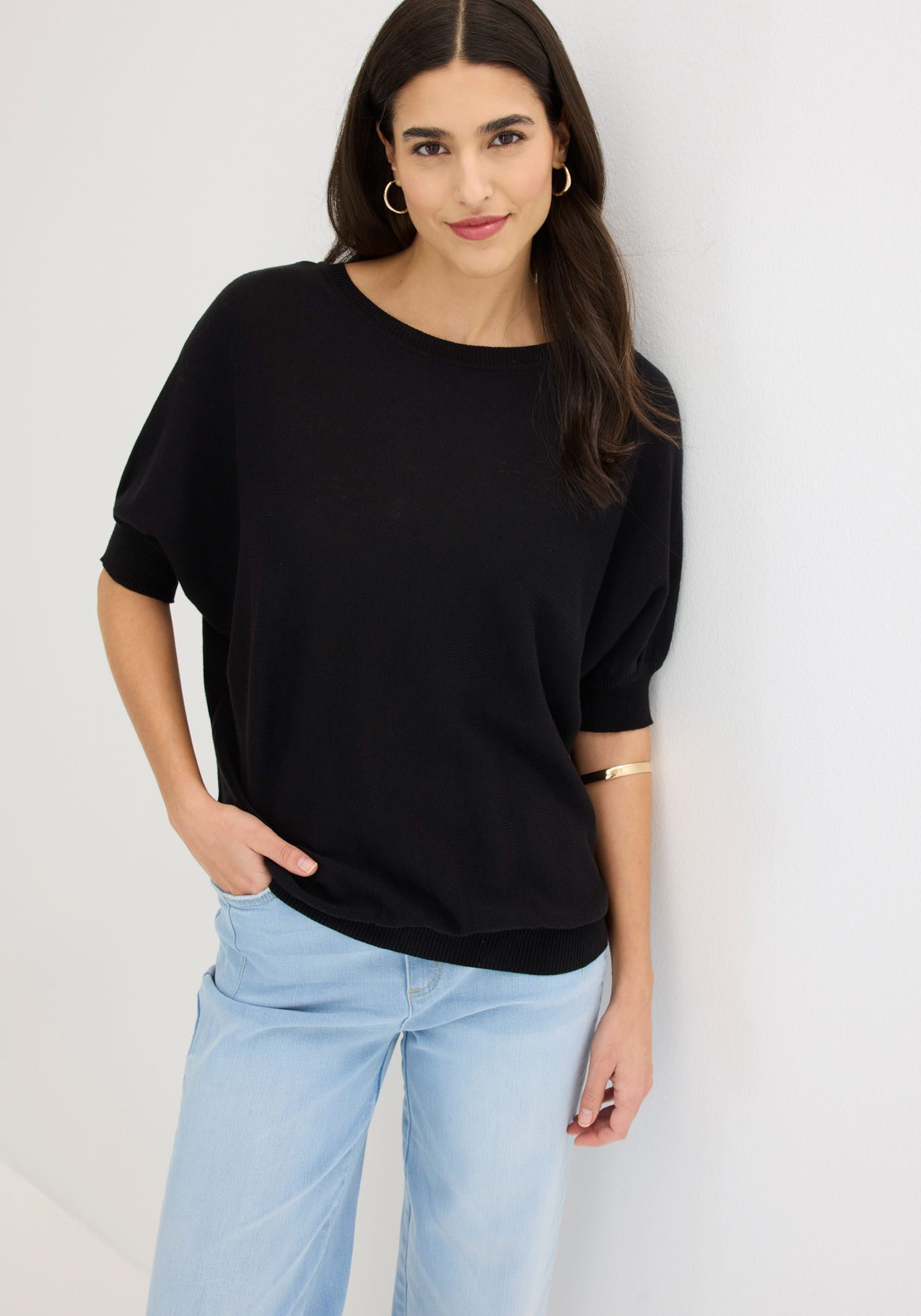 bonprix Strickpullover aus Baumwoll-Mix, mit Rundhalsausschnitt, bequeme Passform