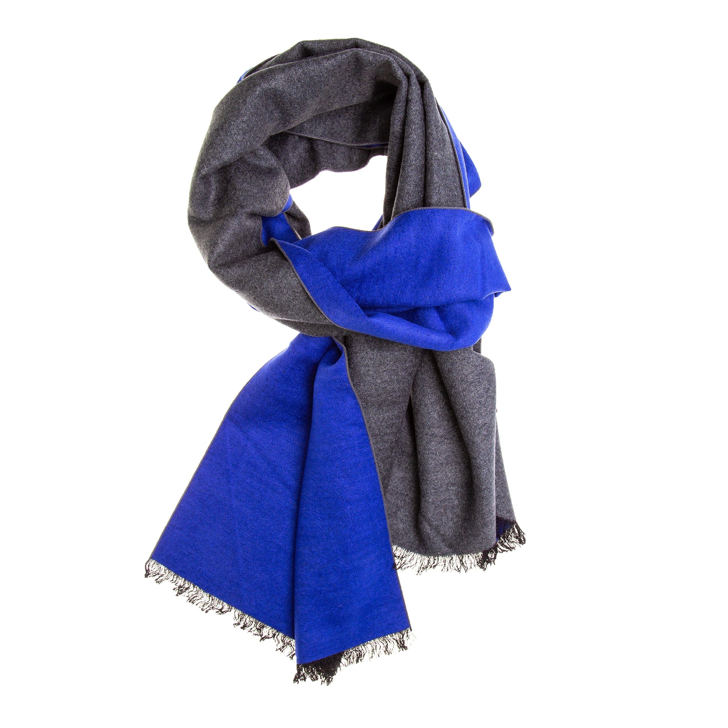 Seidenschal Schal Seidenflanell grau blau