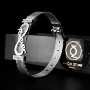 UNIQAL.de Edelstahlarmband Unendlichkeit Edelstahl Armband "FOREVER & EVER" Infinity, Mesh Optik (Edelstahl, Infinity, Unendlichkeitzeichen, Handgefertigt in Deutschland), Designed in Germany, Infinity Sign, Zirkonia
