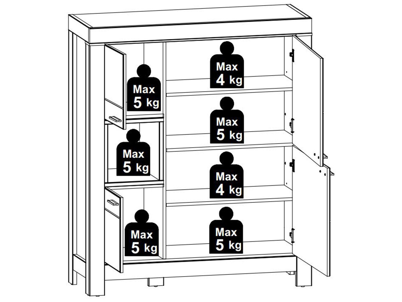 Laminat Moderne Nachbildung Tiefe Wandboard, möbelando Wohnwand aus Höhe Haveleiche Weiß Highboard, 1 47 Stellmaß breiten Breite Lack 1 Highboard, TV-Lowboard 1 ca. bestehend aus 160 cm, und LED-Beleuchtung. 364 schmalen Wohnwand cm inkl. in cm, Gravesend, 1 supermatt, aus MDF / Spanplatte, Korpus Front