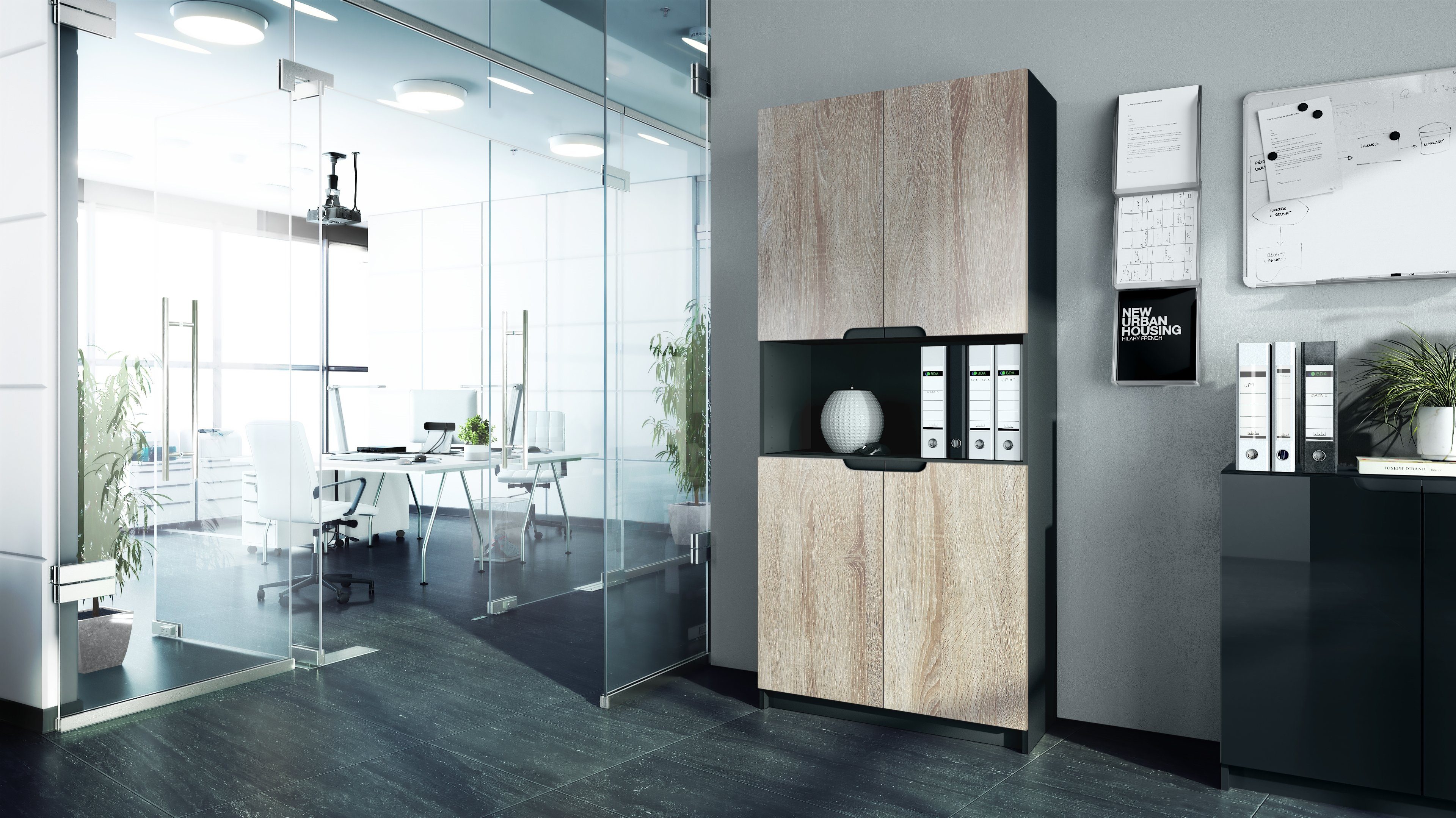 Vladon Aktenschrank Logan V2 (Aktenschrank, mit Soft-Close Funktion) Schwar günstig online kaufen