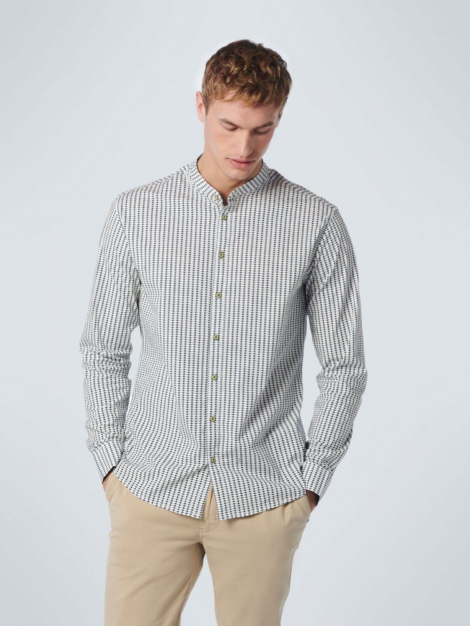 NO EXCESS Langarmhemd Shirt Granddad Allover Printed Stre