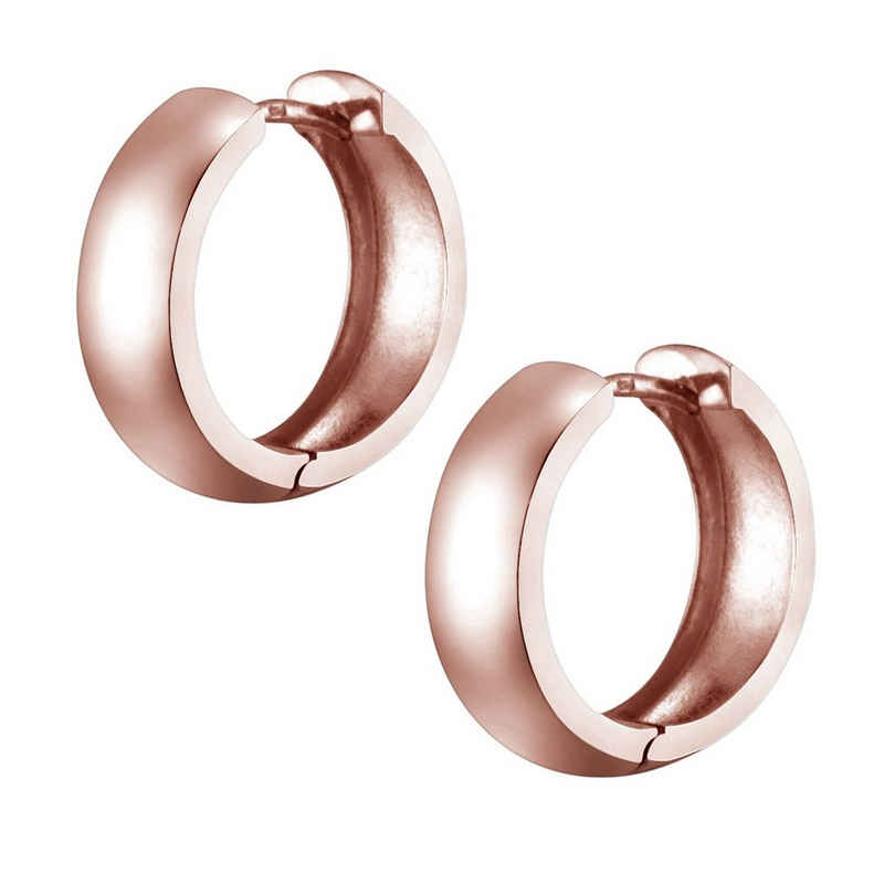 Materia Paar Creolen Rosegold Damen breit Ø17mm SO-359, Sterlingsilber, rosevergoldet