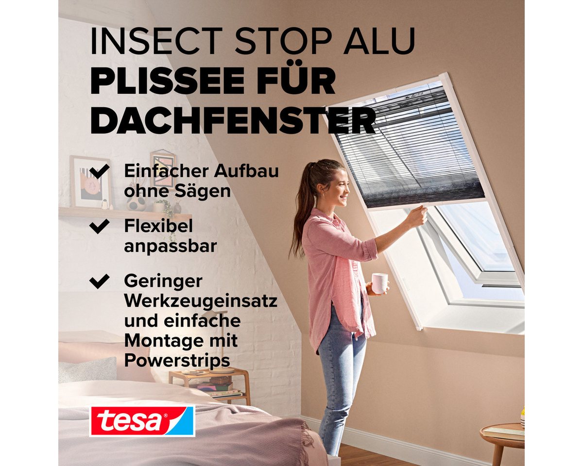 Thumbnail - tesa Insektenschutz-Fensterrahmen Insect Stop Alu-Insektenschutzrollo teleskopierbar - 1,3 x 1,5 m, (Packung, 1-St., Alu...