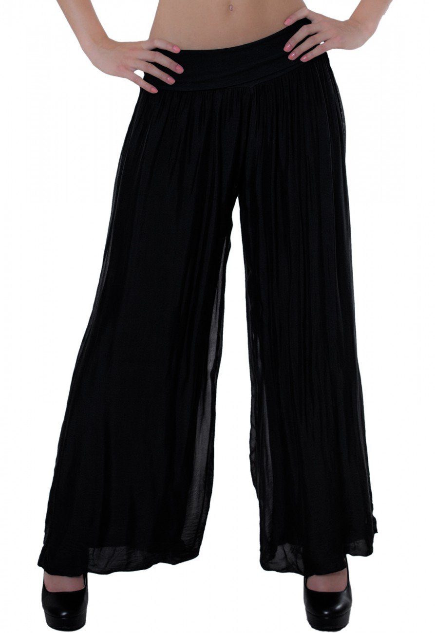 Caspar Palazzohose KHS010 elegante Damen Hose mit Seidenanteil und hohem Stretch Bund schwarz