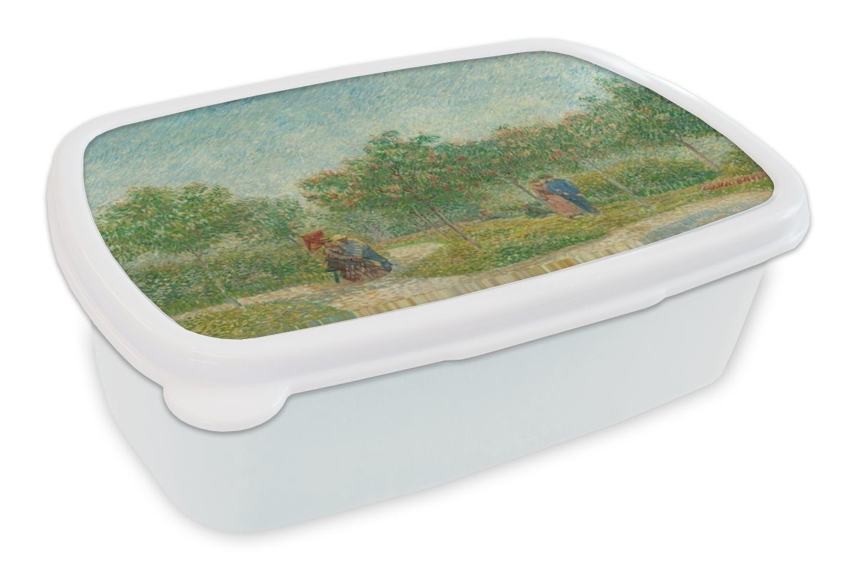 MuchoWow Lunchbox Garten mit Liebenden - Vincent van Gogh, Kunststoff, (2-tlg), Brotbox für Kinder und Erwachsene, Brotdose, für Jungs und Mädchen weiß