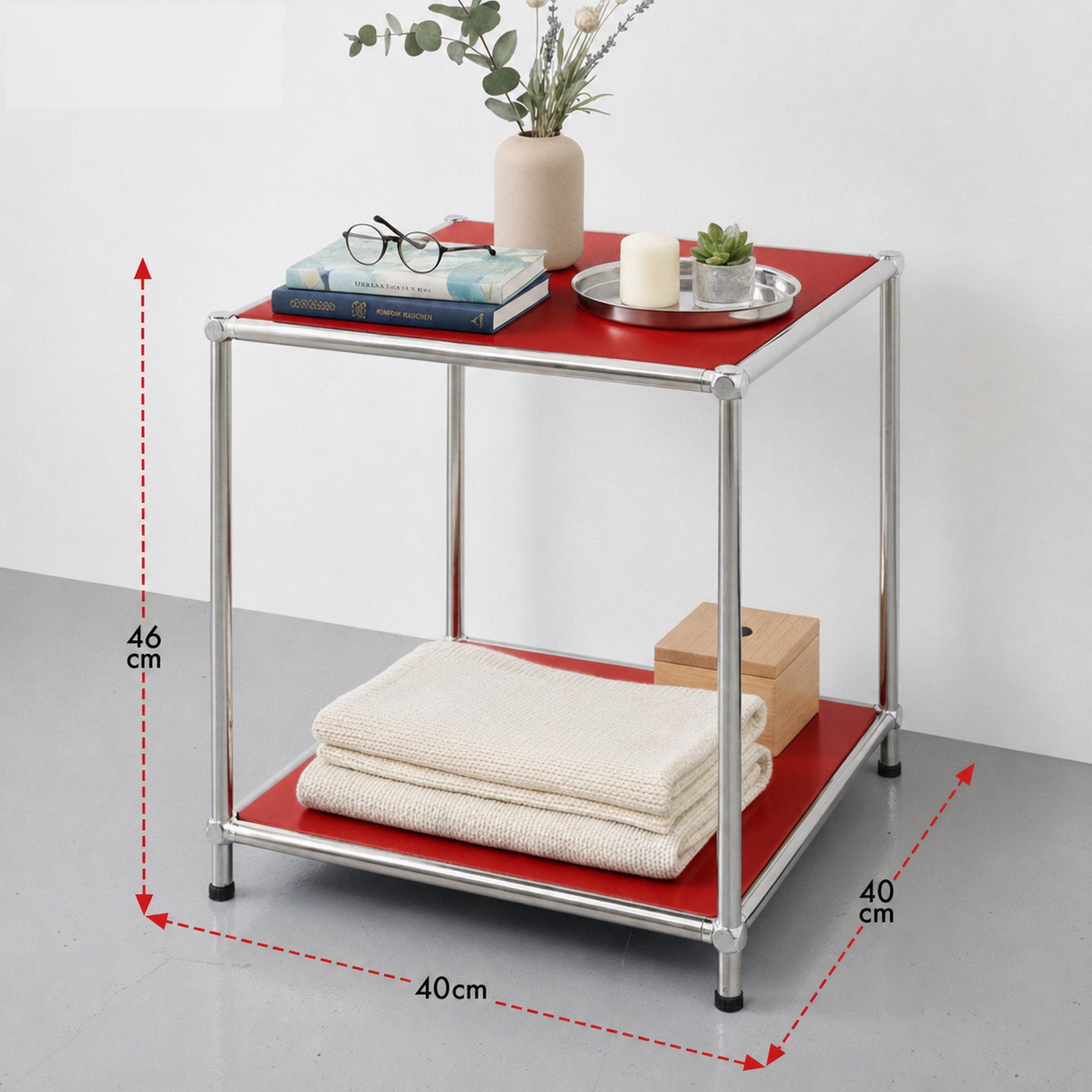 Floordirekt Standregal Concept Epure MK-012 Metallregal, B40 × T40 × H46 cm, diverse Farben, modular, Beistelltisch mit offenen Ablagen, verchromtes Metallgeste – Bild 3 von 5