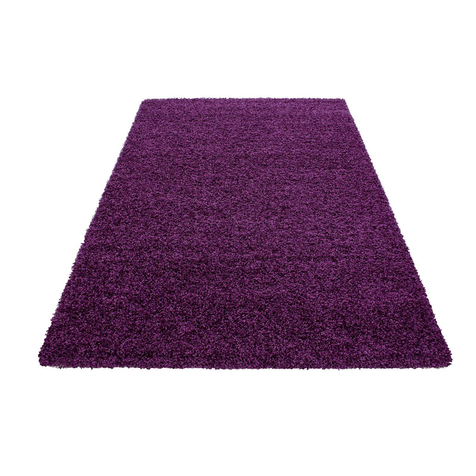 Schlafzimmer Hochflorteppich meliert, Angeycasa Wohnzimmer Shaggy Hochflor-Teppich Lila